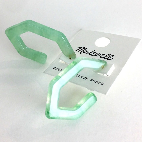 Madewell Jewelry - 🆕 Madewell Geometric Hoop Earrings Jade Lucite